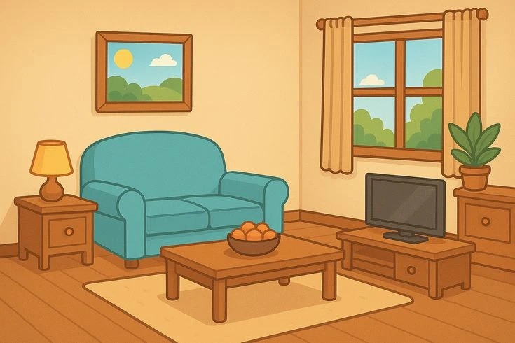 inside a house, sofa tv peace